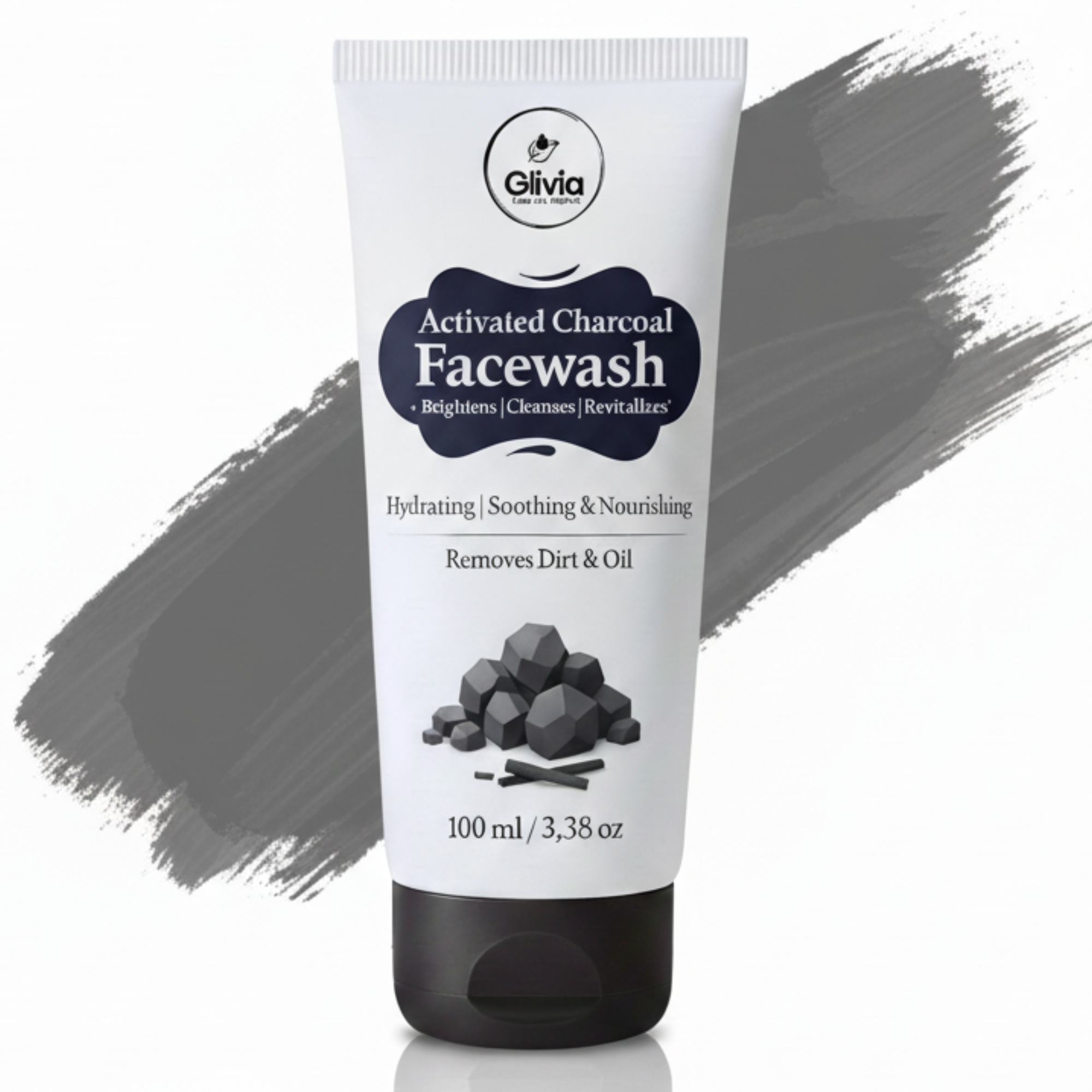 Glivia Activated Charcoal Face Wash, Deep Detoxification and Cleansing, Anti-Pollution, 100 ML (Pack Of 1)